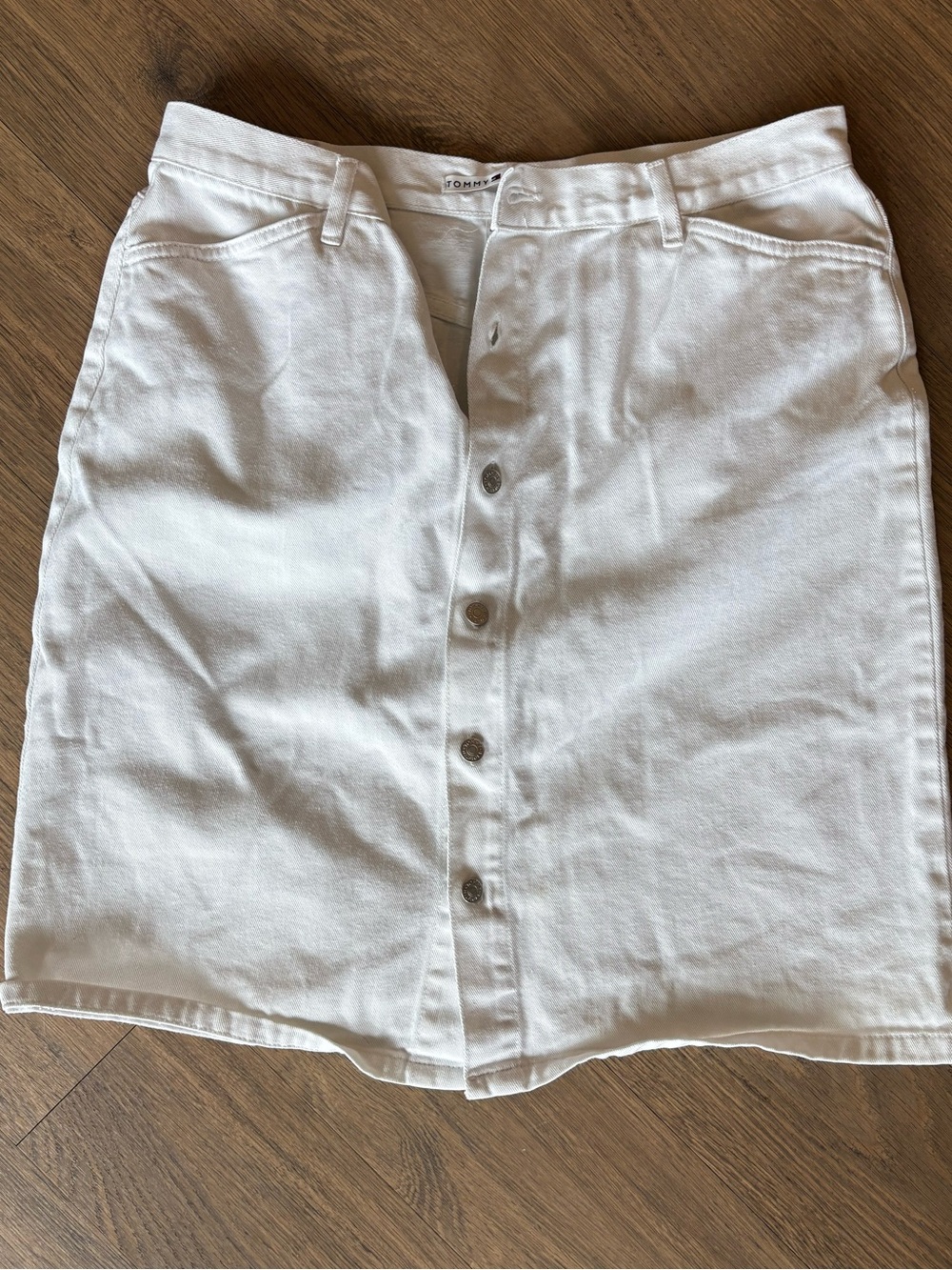 Tommy Hilfiger White Button-Front Mini Skirt